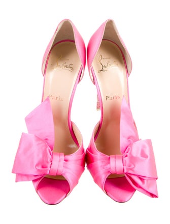 Christian Louboutin Satin Bow Accents D'Orsay Pumps