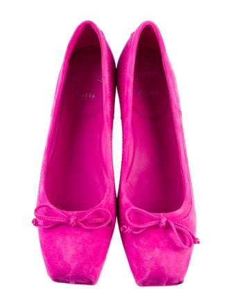 Christian Louboutin Suede Bow Accents Ballet Flats