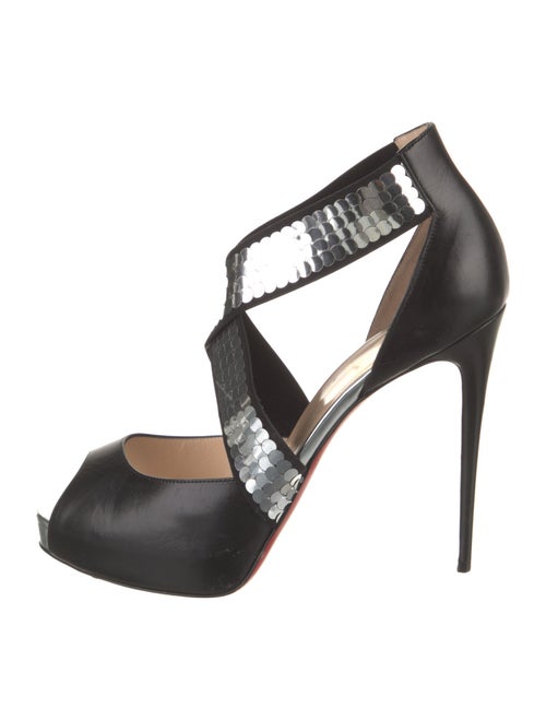 Christian Louboutin Leather Sequin Embellishments D'Orsay Pumps
