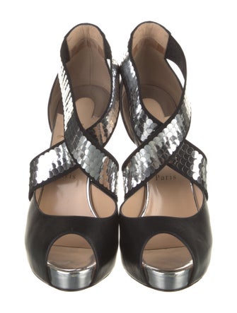 Christian Louboutin Leather Sequin Embellishments D'Orsay Pumps