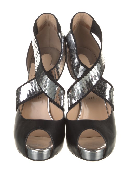 Christian Louboutin Leather Sequin Embellishments D'Orsay Pumps