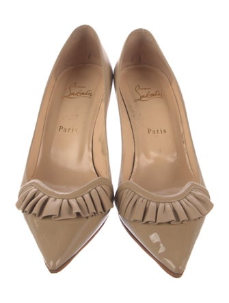 Christian Louboutin Leather Ruffle Embellishment Pumps