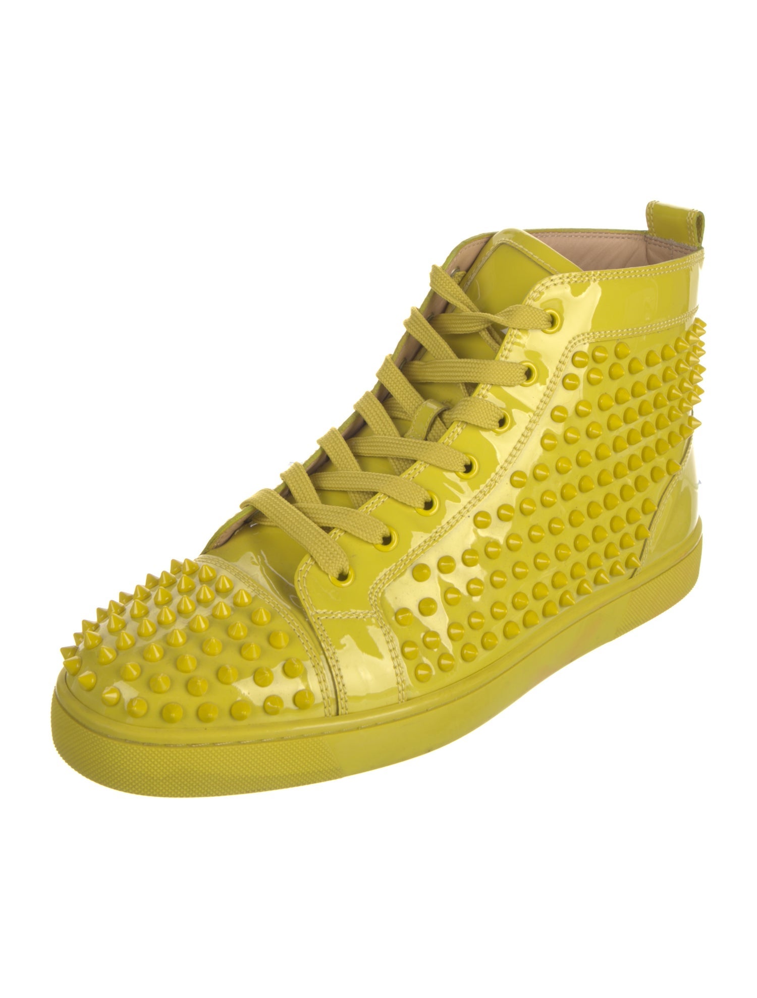 Christian Louboutin Spike Accents Patent Leather Sneakers