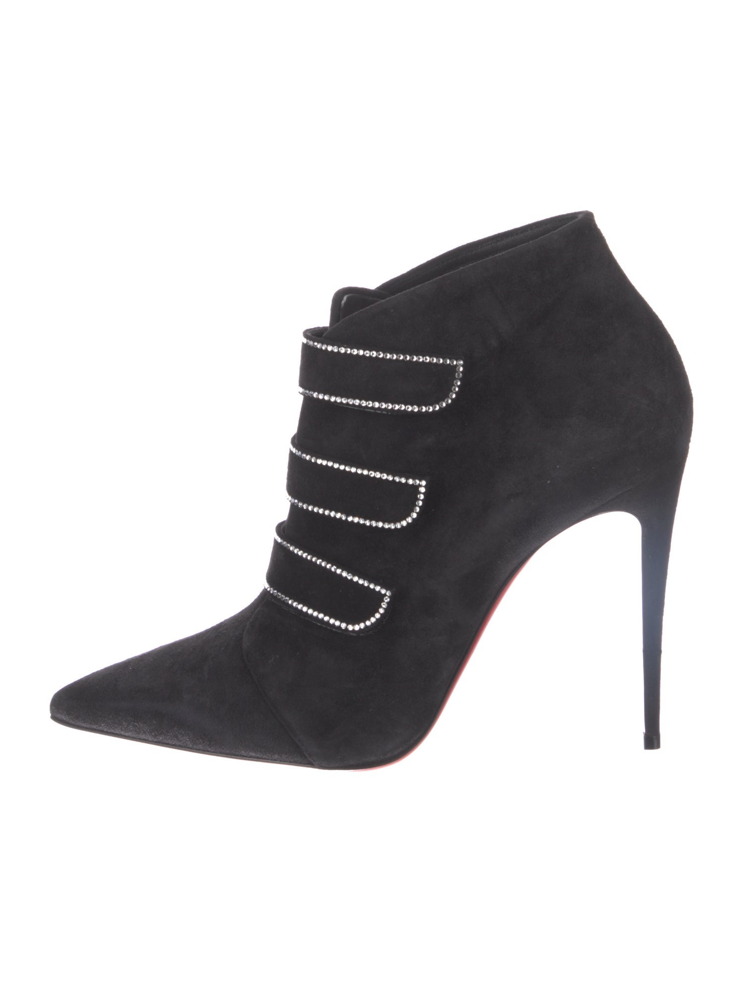 Christian Louboutin Suede Crystal Embellishments Lace-Up Boots
