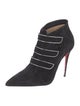 Christian Louboutin Suede Crystal Embellishments Lace-Up Boots