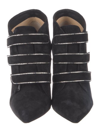 Christian Louboutin Suede Crystal Embellishments Lace-Up Boots