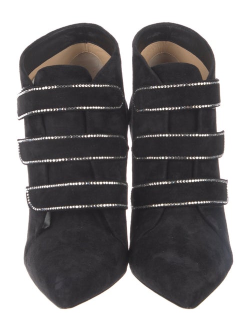 Christian Louboutin Suede Crystal Embellishments Lace-Up Boots