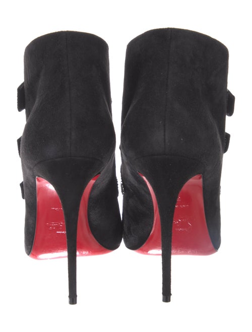 Christian Louboutin Suede Crystal Embellishments Lace-Up Boots