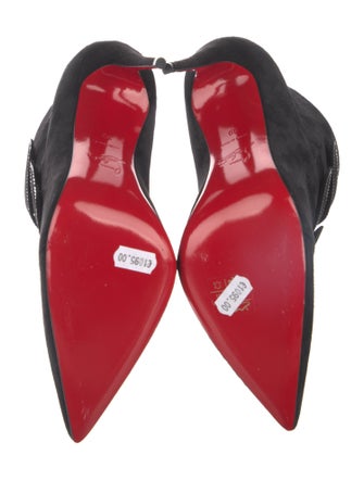 Christian Louboutin Suede Crystal Embellishments Lace-Up Boots