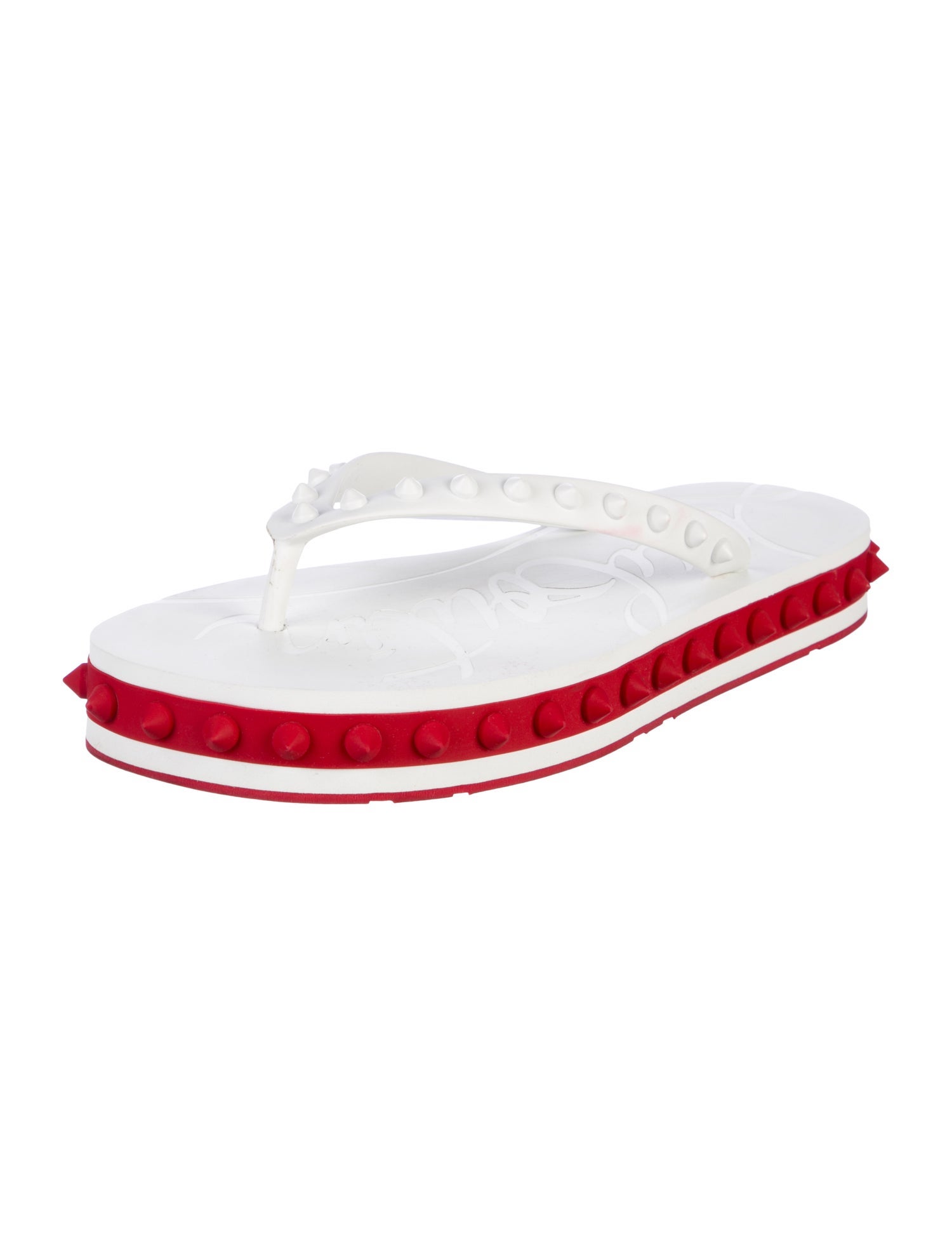 Christian Louboutin Spike Accents Rubber Flip Flops