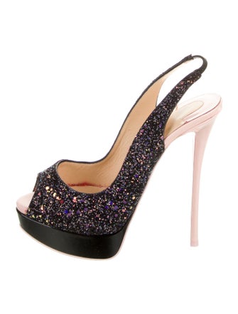 Christian Louboutin Glitter Glitter Accents Slingback Pumps