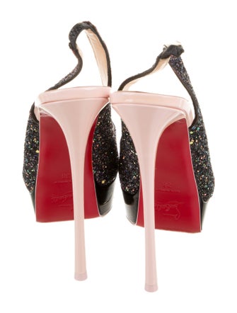 Christian Louboutin Glitter Glitter Accents Slingback Pumps