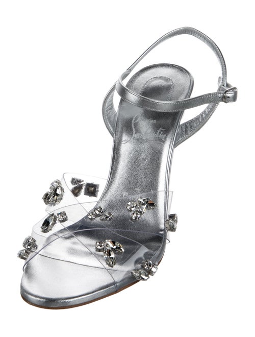 Christian Louboutin Leather Crystal Embellishments T-Strap Sandals