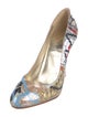 Christian Louboutin Patent Leather Printed Slingback Pumps
