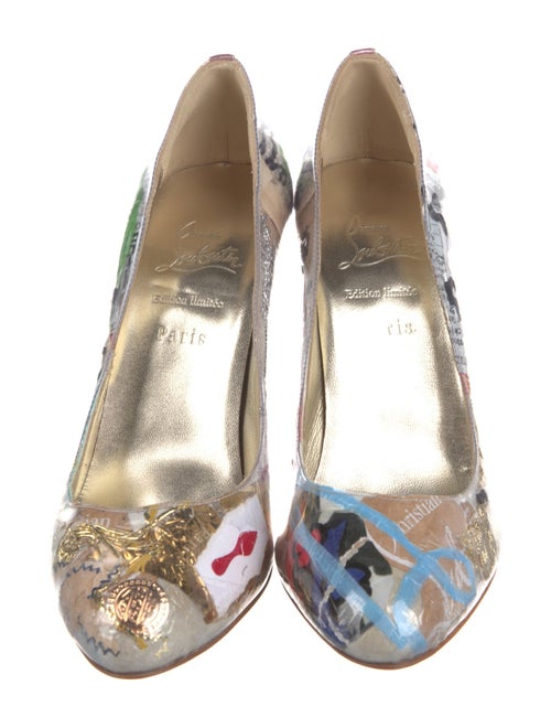 Christian Louboutin Patent Leather Printed Slingback Pumps