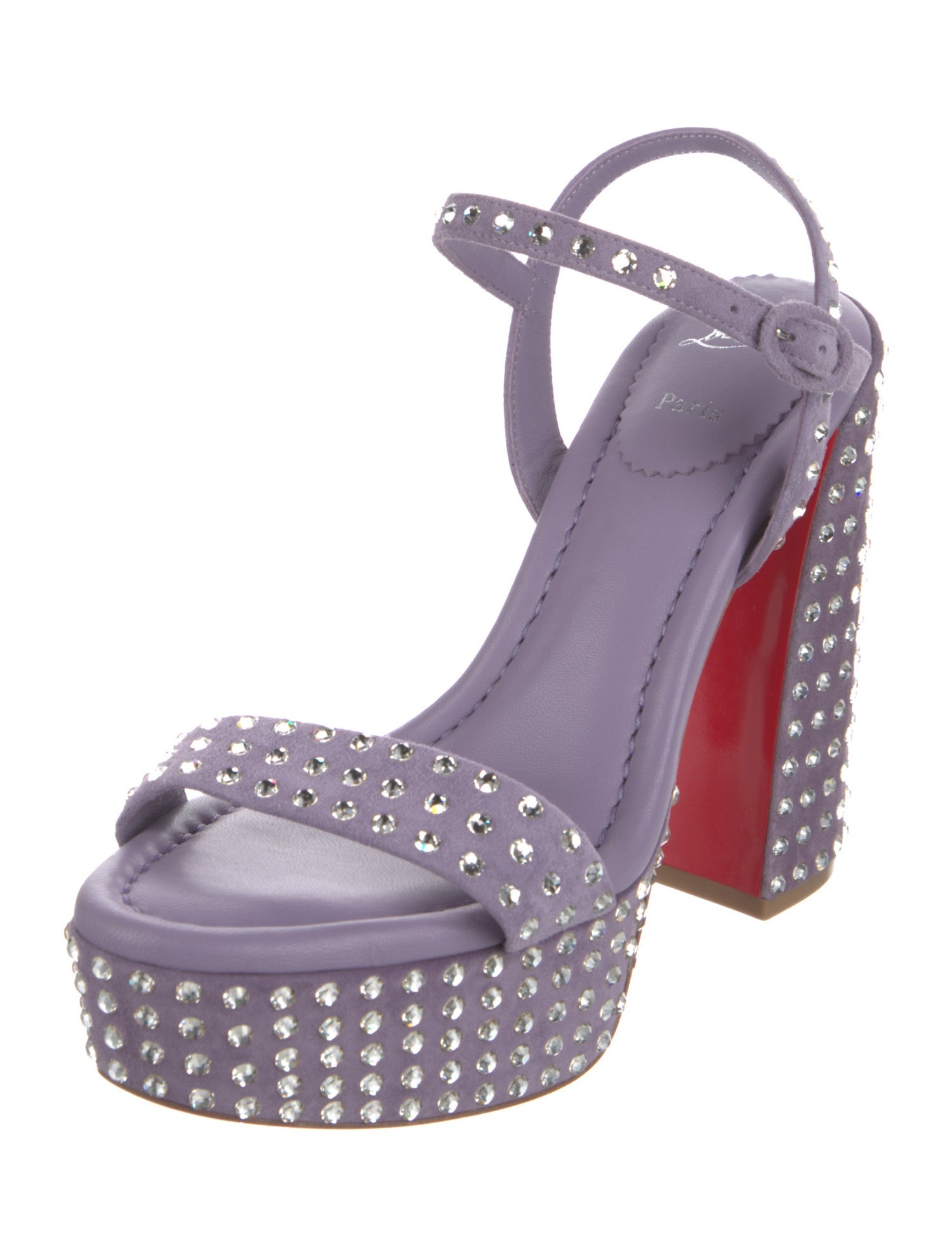 Christian Louboutin Suede Crystal Embellishments Sandals