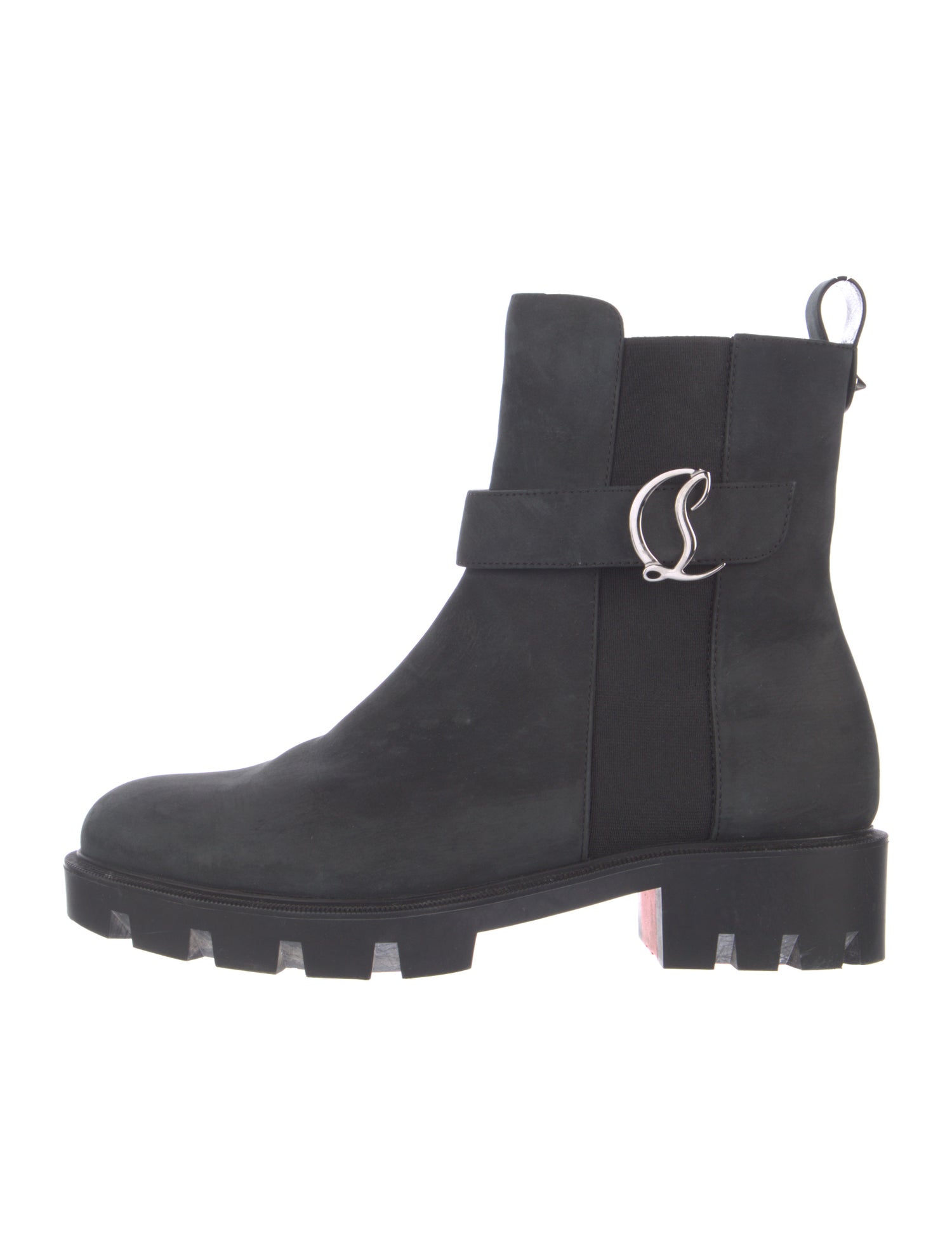 Christian Louboutin Spike Accents Leather Combat Boots
