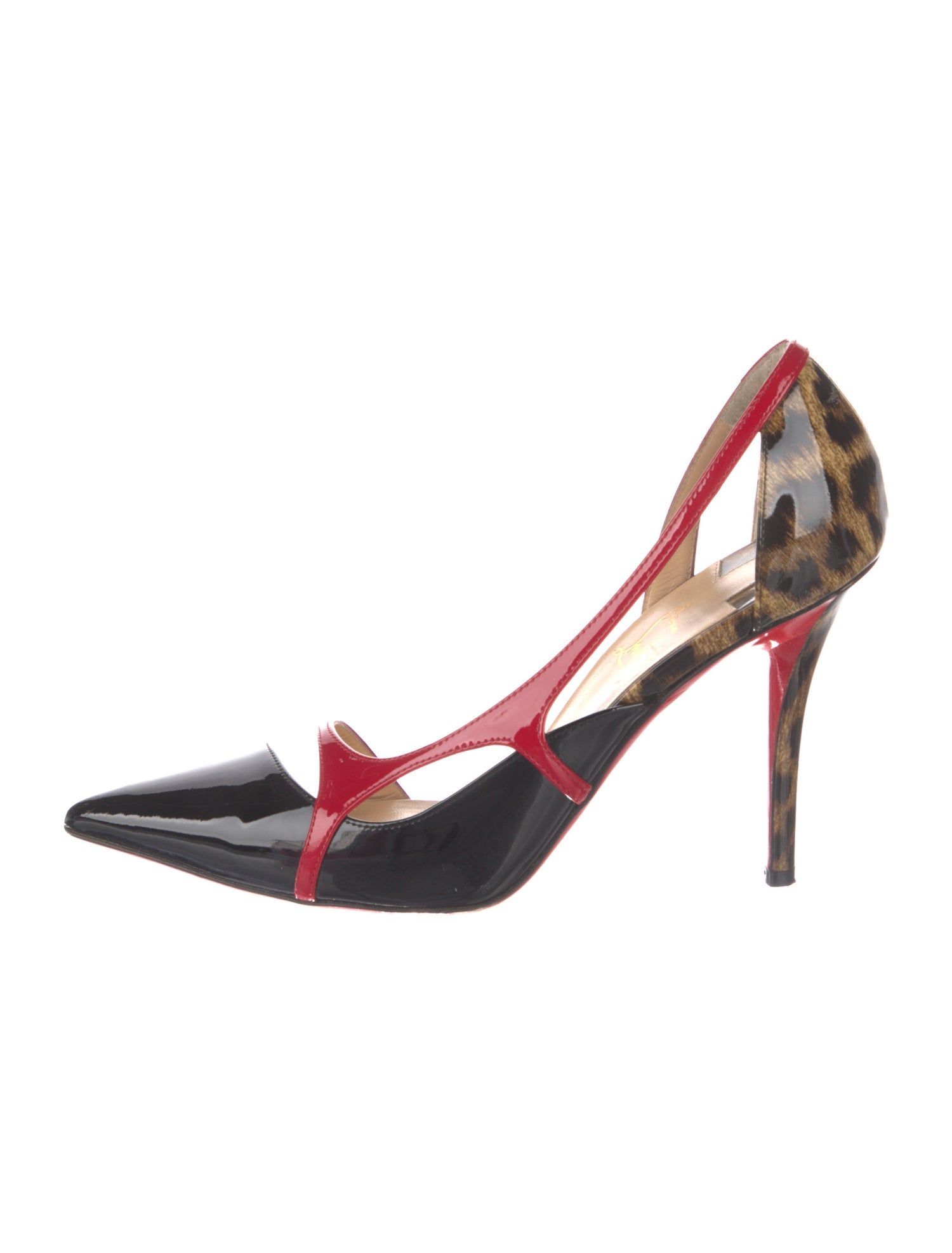 Christian Louboutin Patent Leather Animal Print D'Orsay Pumps