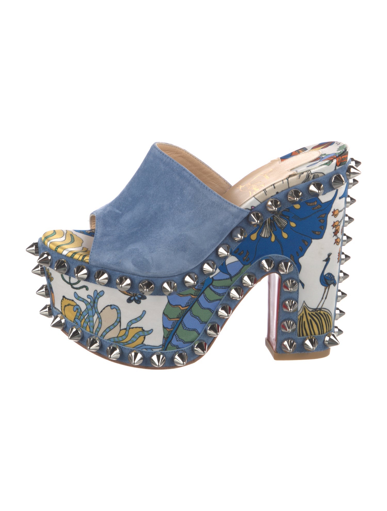 Christian Louboutin Spike Accents Suede Slingback Sandals