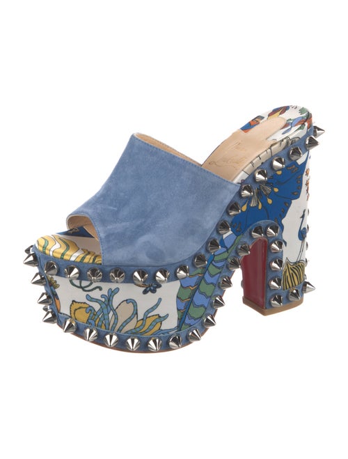 Christian Louboutin Spike Accents Suede Slingback Sandals