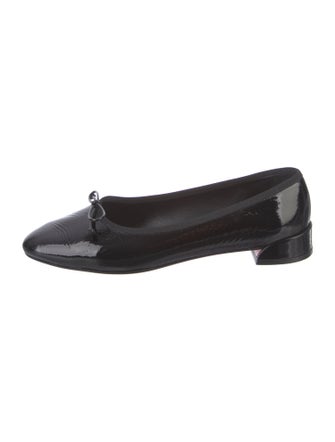 Christian Louboutin Patent Leather Bow Accents Ballet Flats