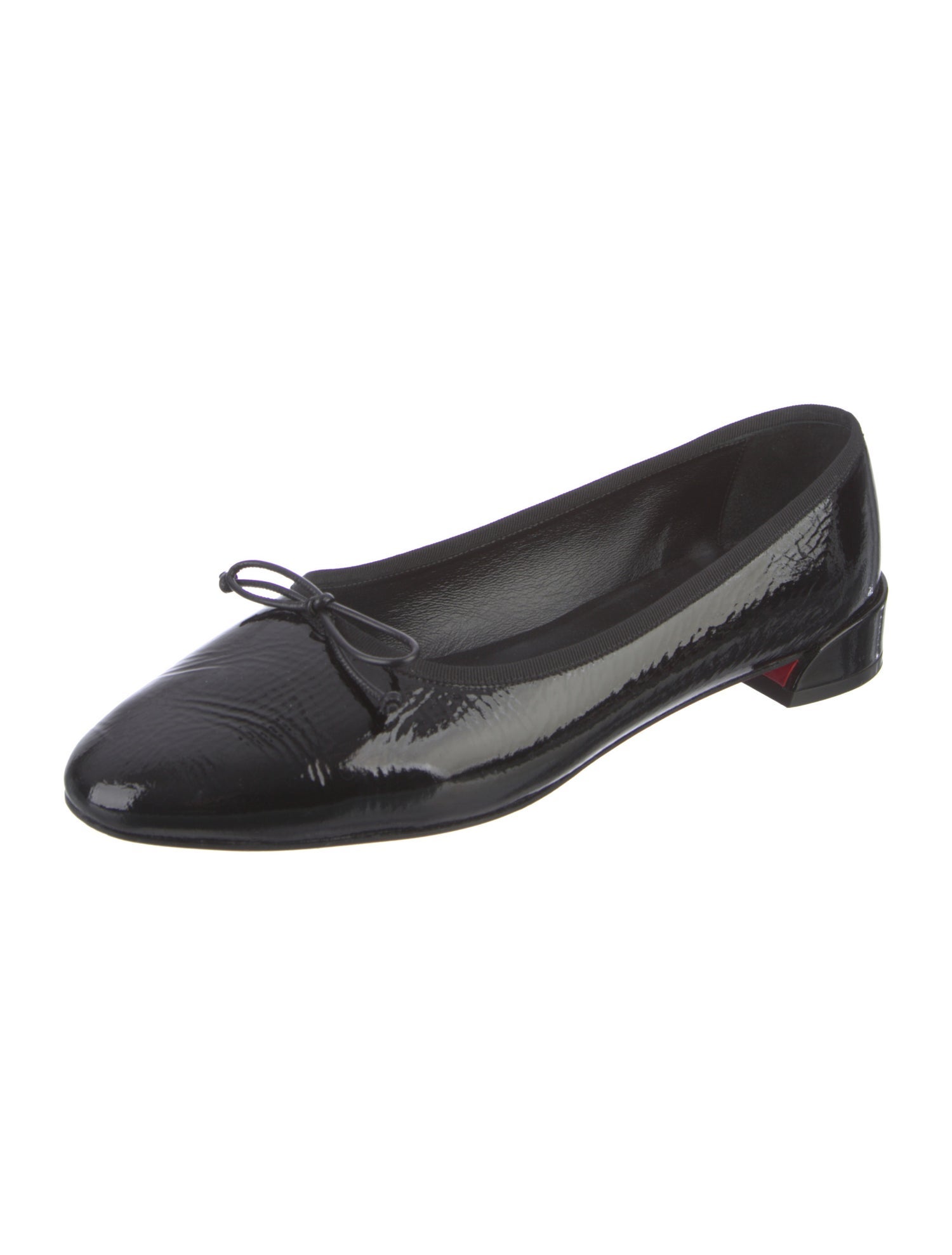 Christian Louboutin Patent Leather Bow Accents Ballet Flats
