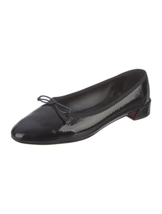 Christian Louboutin Patent Leather Bow Accents Ballet Flats