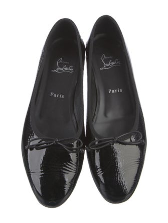 Christian Louboutin Patent Leather Bow Accents Ballet Flats