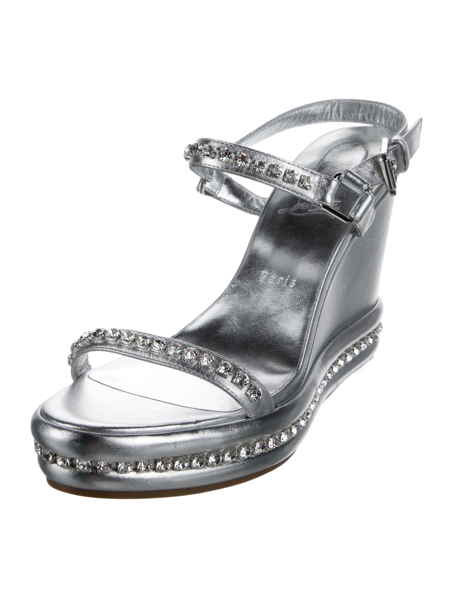 Christian Louboutin Leather Crystal Embellishments Sandals