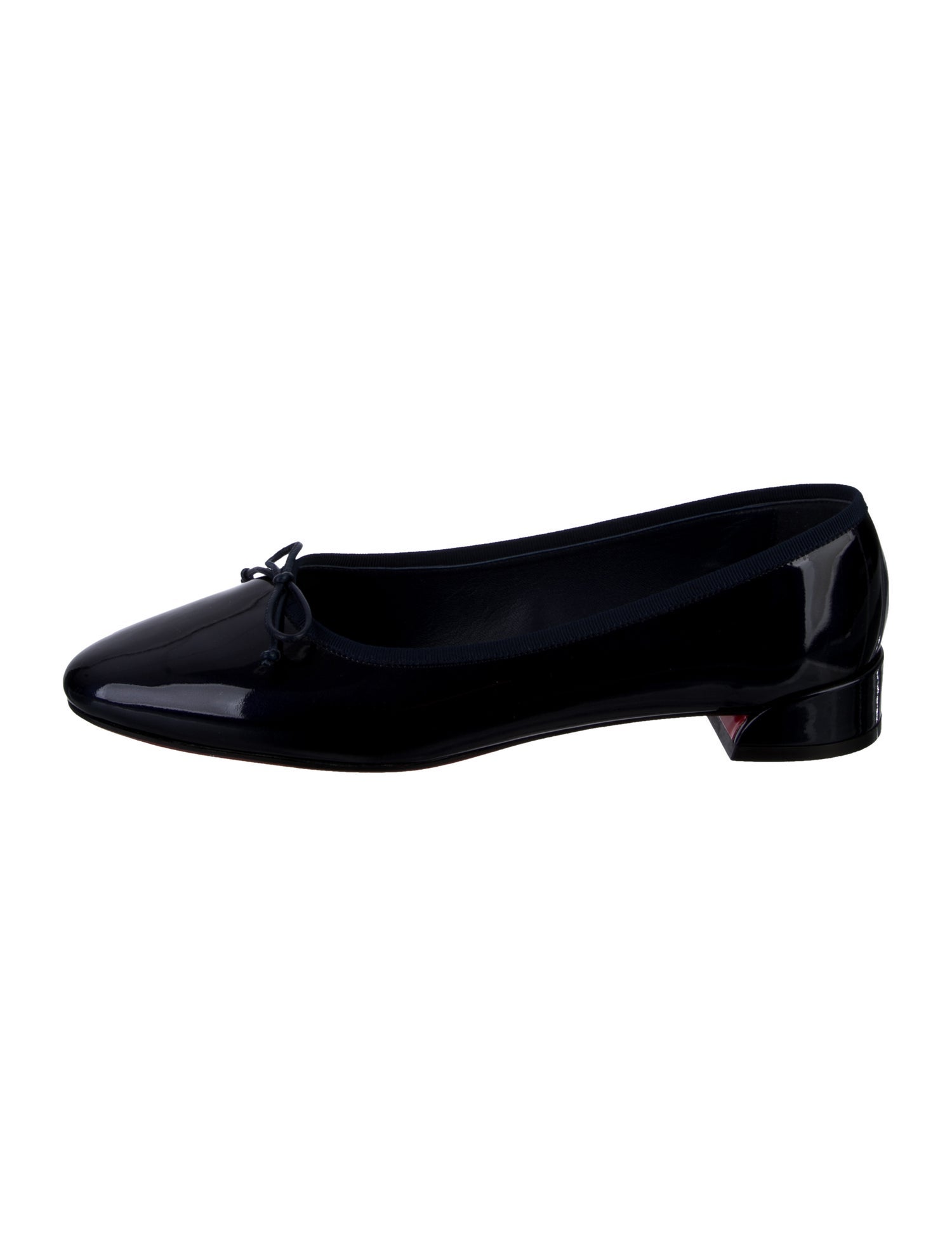 Christian Louboutin Patent Leather Bow Accents Ballet Flats