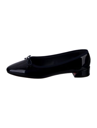 Christian Louboutin Patent Leather Bow Accents Ballet Flats