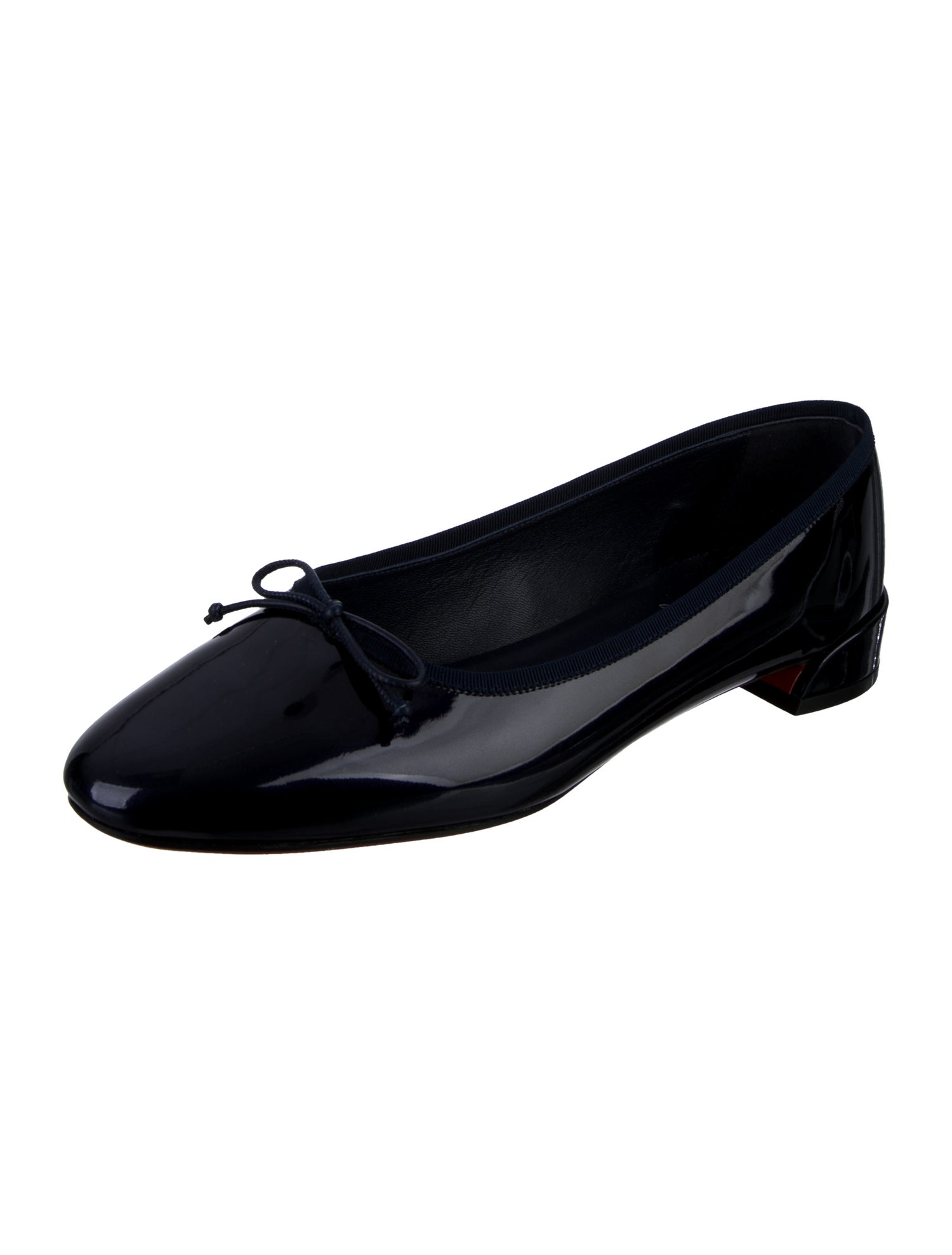 Christian Louboutin Patent Leather Bow Accents Ballet Flats