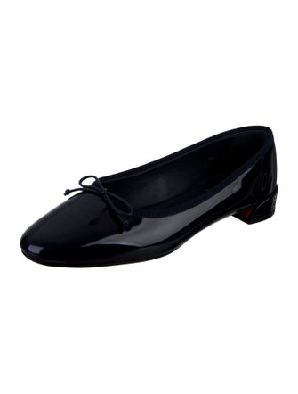 Christian Louboutin Patent Leather Bow Accents Ballet Flats