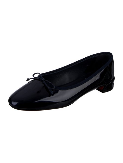 Christian Louboutin Patent Leather Bow Accents Ballet Flats