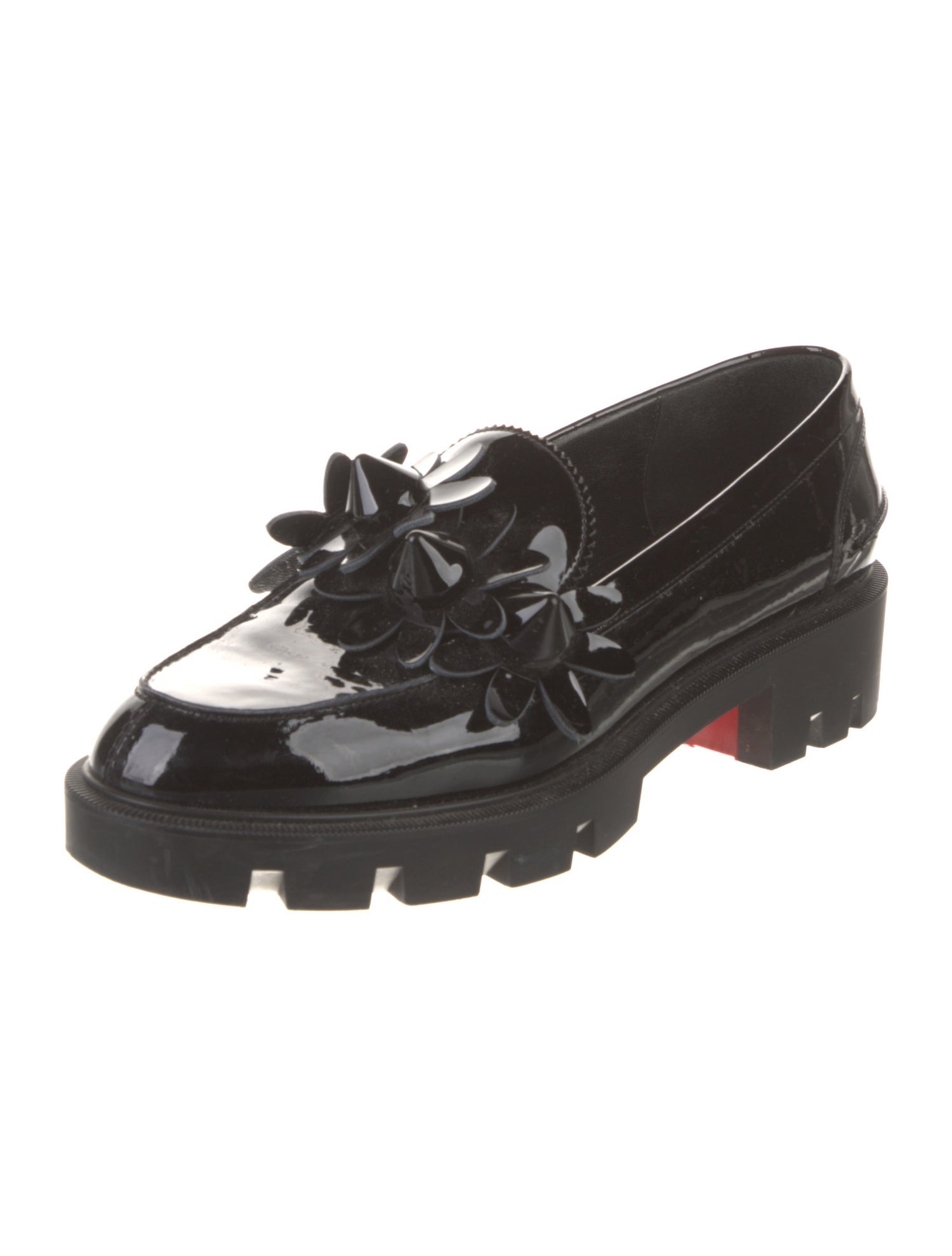 Christian Louboutin Spike Accents Patent Leather Loafers