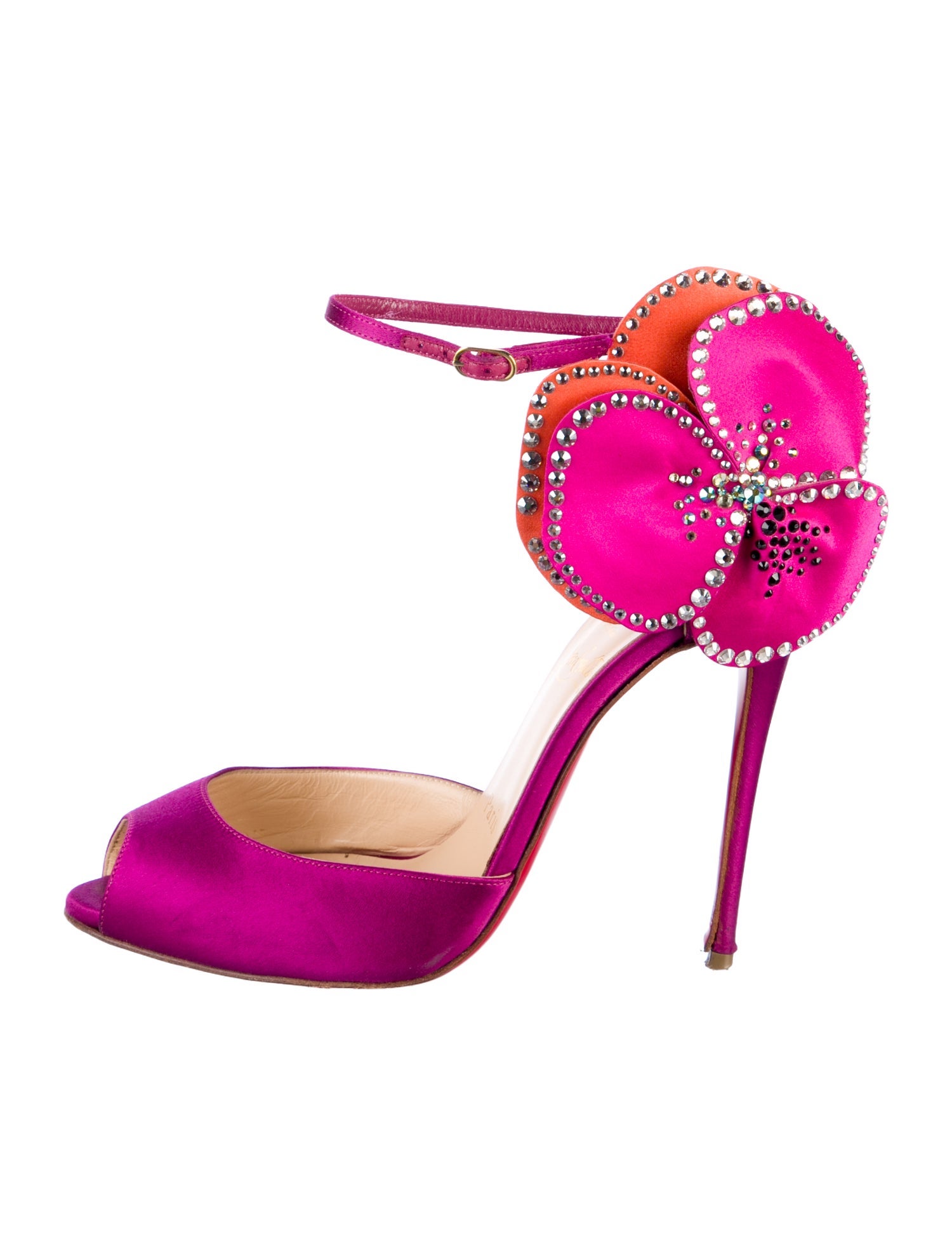 Christian Louboutin Satin Crystal Embellishments D'Orsay Pumps