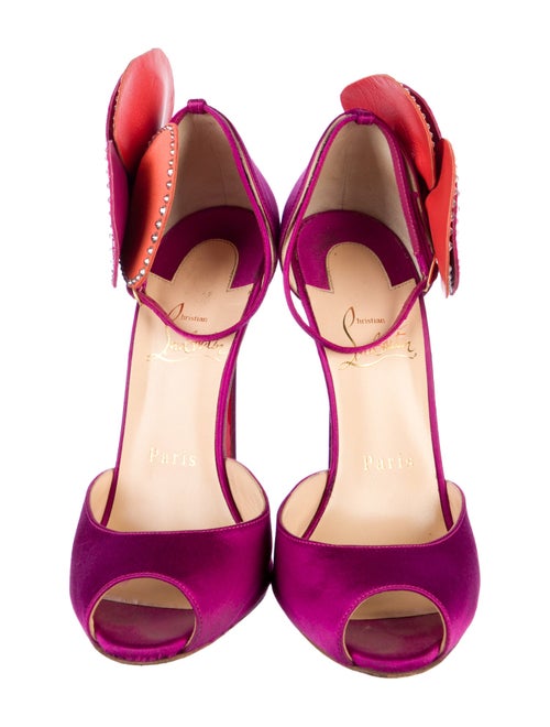 Christian Louboutin Satin Crystal Embellishments D'Orsay Pumps