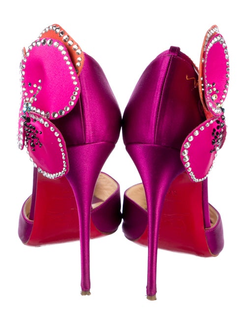 Christian Louboutin Satin Crystal Embellishments D'Orsay Pumps