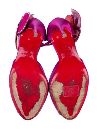 Christian Louboutin Satin Crystal Embellishments D'Orsay Pumps