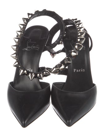 Christian Louboutin Spike Accents Leather Slingback Pumps