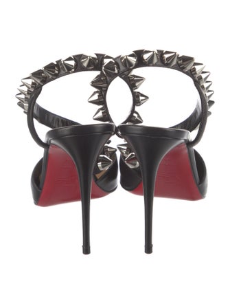 Christian Louboutin Spike Accents Leather Slingback Pumps