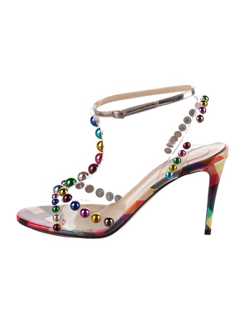 Christian Louboutin PVC Studded Accents T-Strap Sandals