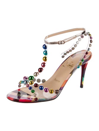 Christian Louboutin PVC Studded Accents T-Strap Sandals