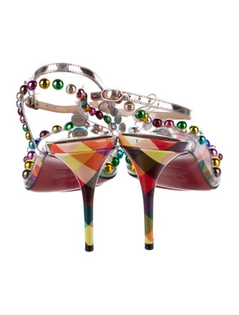 Christian Louboutin PVC Studded Accents T-Strap Sandals