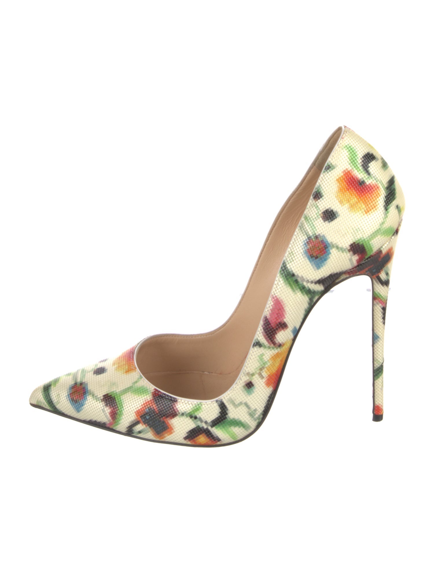 Christian Louboutin Embossed Leather Floral Print Pumps