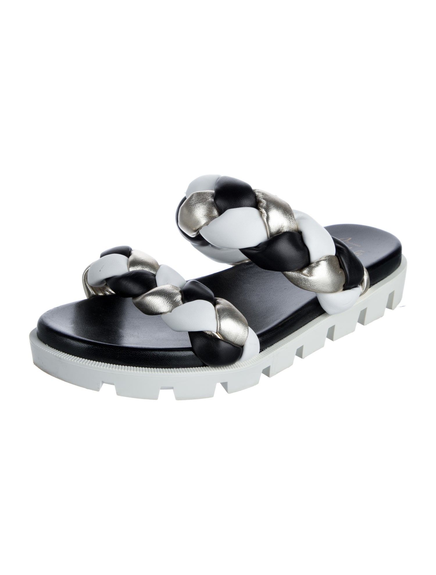 Christian Louboutin Leather Braided Accents Slides