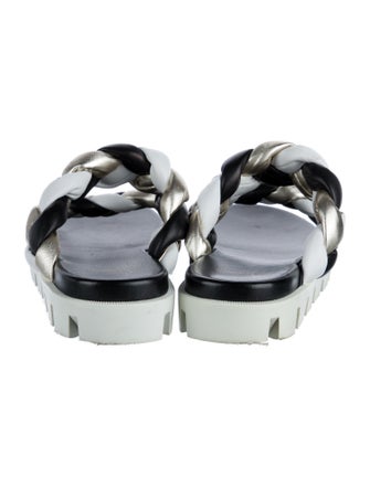 Christian Louboutin Leather Braided Accents Slides
