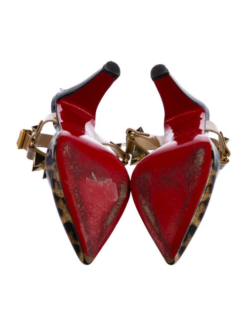 Christian Louboutin Spike Accents Patent Leather Slingback Pumps