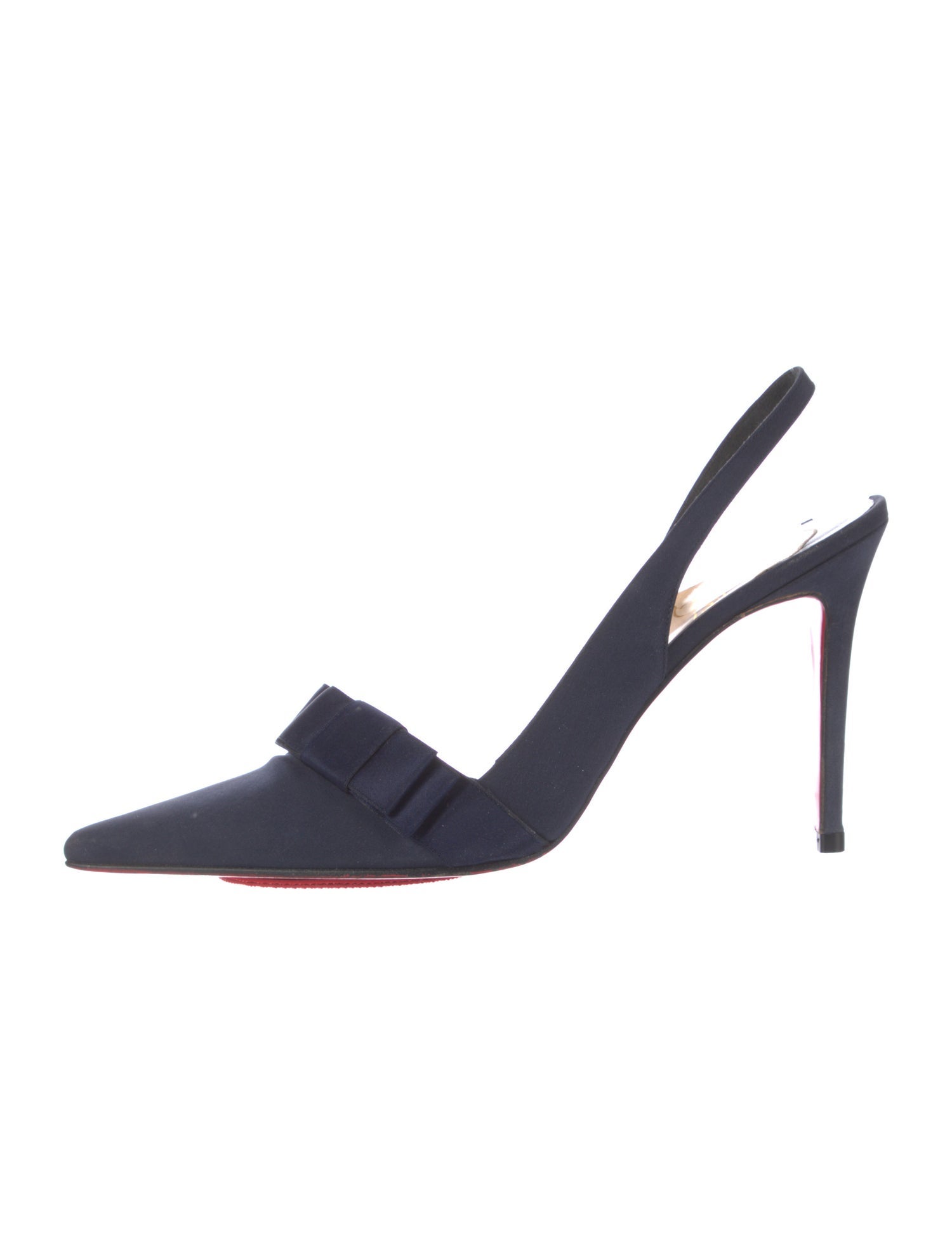 Christian Louboutin Satin Bow Accents Slingback Pumps