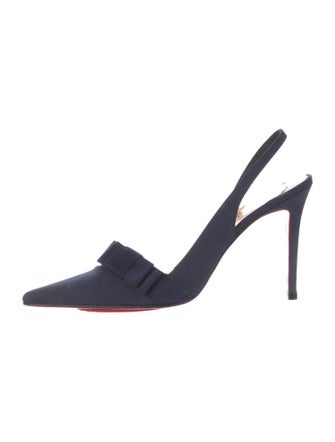 Christian Louboutin Satin Bow Accents Slingback Pumps